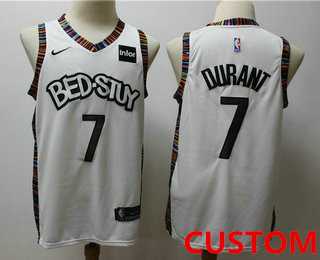 Men & Youth Customized Brooklyn Nets new white 2020 city edition swingman jersey with the sponsor logo->customized nba jersey->Custom Jersey